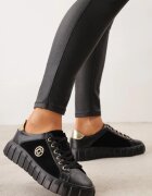 goodin Sneakers din piele naturală cu platformă joasă și accente metalice Rilmi Negru cu argintiu