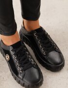 goodin Sneakers din piele naturală cu platformă joasă și accente metalice Rilmi Negru cu argintiu