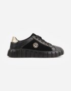 goodin Sneakers din piele naturală cu platformă joasă și accente metalice Rilmi Negru cu argintiu