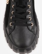 goodin Sneakers din piele naturală cu platformă joasă și accente metalice Rilmi Negru cu argintiu
