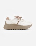 goodin Sneakers din piele pe platformă cu șireturi și panglici Giulitta Albi