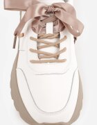 goodin Sneakers din piele pe platformă cu șireturi și panglici Giulitta Albi