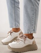 goodin Sneakers din piele pe platformă decorate cu fundiță și detaliu metalic Denyla Albi