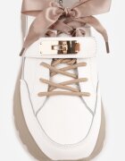 goodin Sneakers din piele pe platformă decorate cu fundiță și detaliu metalic Denyla Albi