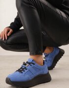 goodin Sneakers din piele pe talpă groasă cu curea și închidere metalică Cirmia Albaștri