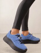 goodin Sneakers din piele pe talpă groasă cu curea și închidere metalică Cirmia Albaștri