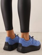 goodin Sneakers din piele pe talpă groasă cu curea și închidere metalică Cirmia Albaștri