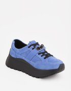 goodin Sneakers din piele pe talpă groasă cu curea și închidere metalică Cirmia Albaștri
