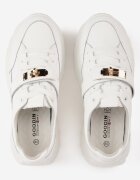 goodin Sneakers din piele pe talpă groasă cu curea și închidere metalică Cirmia Albi