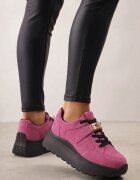 goodin Sneakers din piele pe talpă groasă cu curea și închidere metalică Cirmia Mov