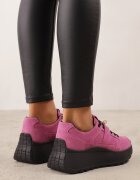 goodin Sneakers din piele pe talpă groasă cu curea și închidere metalică Cirmia Mov