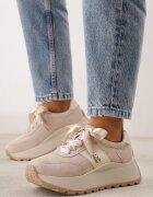 goodin Sneakers groase cu talpă groasă din piele întoarsă naturală și branț din piele Kanle Bej