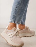 goodin Sneakers groase cu talpă groasă din piele întoarsă naturală și branț din piele Kanle Bej