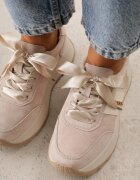goodin Sneakers groase cu talpă groasă din piele întoarsă naturală și branț din piele Kanle Bej
