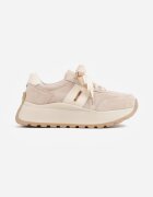 goodin Sneakers groase cu talpă groasă din piele întoarsă naturală și branț din piele Kanle Bej
