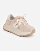 goodin Sneakers groase cu talpă groasă din piele întoarsă naturală și branț din piele Kanle Bej