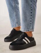 goodin Sneakers negri din piele pe talpă groasă decorați cu curele și perforații Wiefia