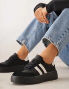 goodin Sneakers negri din piele pe talpă groasă decorați cu curele și perforații Wiefia