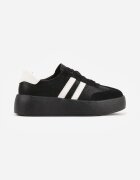 goodin Sneakers negri din piele pe talpă groasă decorați cu curele și perforații Wiefia