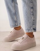goodin Sneakers pe talpă groasă din piele întoarsă naturală cu strasuri Nehi Bej Bej Bej închis