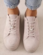 goodin Sneakers pe talpă groasă din piele întoarsă naturală cu strasuri Nehi Bej Bej Bej închis