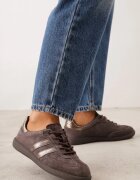 goodin Sneakers retro din piele întoarsă naturală cu branț din piele Celarge Maro