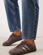 goodin Sneakers retro din piele întoarsă naturală cu branț din piele Celarge Maro