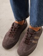 goodin Sneakers retro din piele întoarsă naturală cu branț din piele Celarge Maro