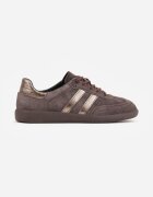 goodin Sneakers retro din piele întoarsă naturală cu branț din piele Celarge Maro