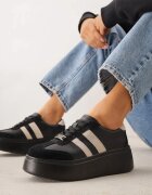 goodin Sneakerși Negru-Bej din Piele cu Talpă Groasă cu Model Geometric Rivimi