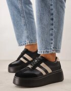 goodin Sneakerși Negru-Bej din Piele cu Talpă Groasă cu Model Geometric Rivimi