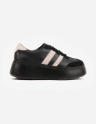 goodin Sneakerși Negru-Bej din Piele cu Talpă Groasă cu Model Geometric Rivimi