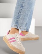 goodin Sneakersuri Bej și Fucsia clasice din piele cu inserții de piele întoarsă naturală Teniresela
