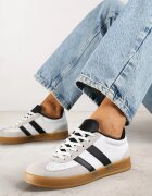 gowin Adidași Alb-Negru Tip Tenisi Iconici cu Cusături Decorative Selfia