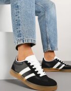 gowin Adidași Negri Tip Tenisi Iconici cu Cusături Decorative Selfia