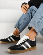 gowin Adidași Negri Tip Tenisi Iconici cu Cusături Decorative Selfia