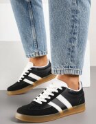 gowin Adidași Negri Tip Tenisi Iconici cu Cusături Decorative Selfia