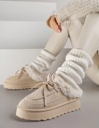 gowin Cizme de zăpadă bej tip slip-on în stil rustic cu fundă și blană Tusor