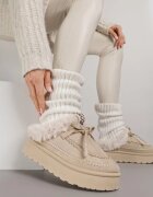 gowin Cizme de zăpadă bej tip slip-on în stil rustic cu fundă și blană Tusor