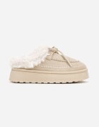 gowin Cizme de zăpadă bej tip slip-on în stil rustic cu fundă și blană Tusor