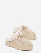 gowin Cizme de zăpadă bej tip slip-on în stil rustic cu fundă și blană Tusor