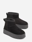 gowin Ghete de iarnă Negre slip-on din imitație de piele întoarsă cu platformă Tusanala