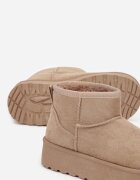 gowin Ghete de zăpadă bej închis slip-on din imitație de piele întoarsă cu platformă Tusanala