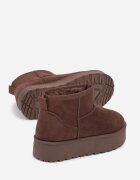 gowin Ghete de zăpadă Maro slip-on din imitație de piele întoarsă cu platformă Tusanala