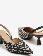 gowin Sandale Negre cu Toc Kitten cu Motiv Geometric Arrivanna