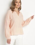 h&s Bluză Bej din Bumbac cu Decolteu în V Decorată cu Broderie Delicată Liserena