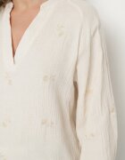 h&s Bluză de bumbac bej deschis cu decolteu în V decorată cu broderie delicată Liserena