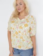h&s Bluză Galbenă din Viscoză cu Imprimeu floral și Mânecă 3/4 Thaleta
