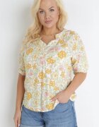 h&s Bluză Galbenă din Viscoză cu Imprimeu floral și Mânecă 3/4 Thaleta