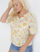 h&s Bluză Galbenă din Viscoză cu Imprimeu floral și Mânecă 3/4 Thaleta